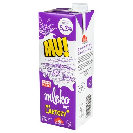 Mleko MU! Bez laktozy 1l 3.2% x 12 sztuk